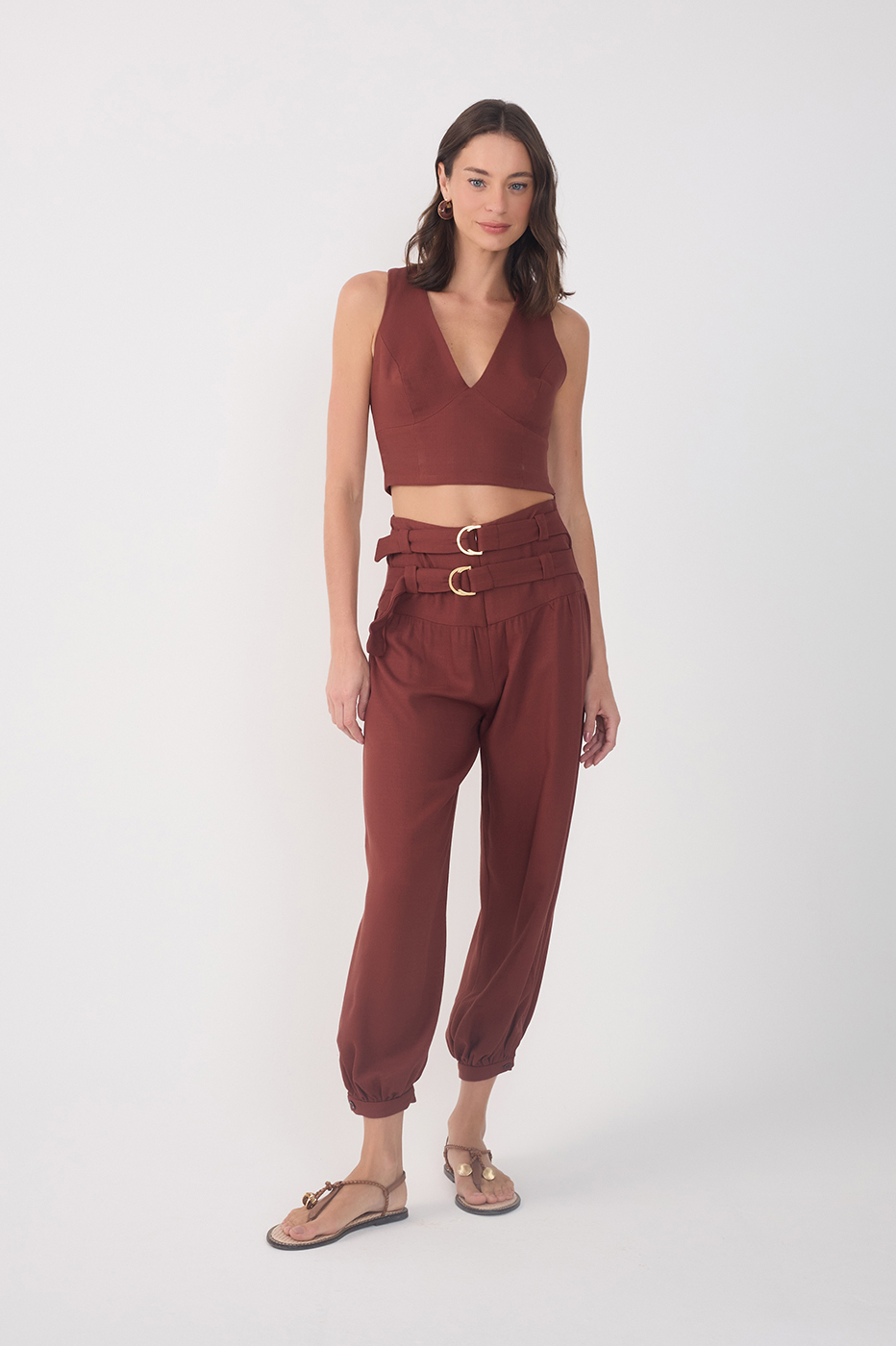 Wide Yoke Buckles Pants