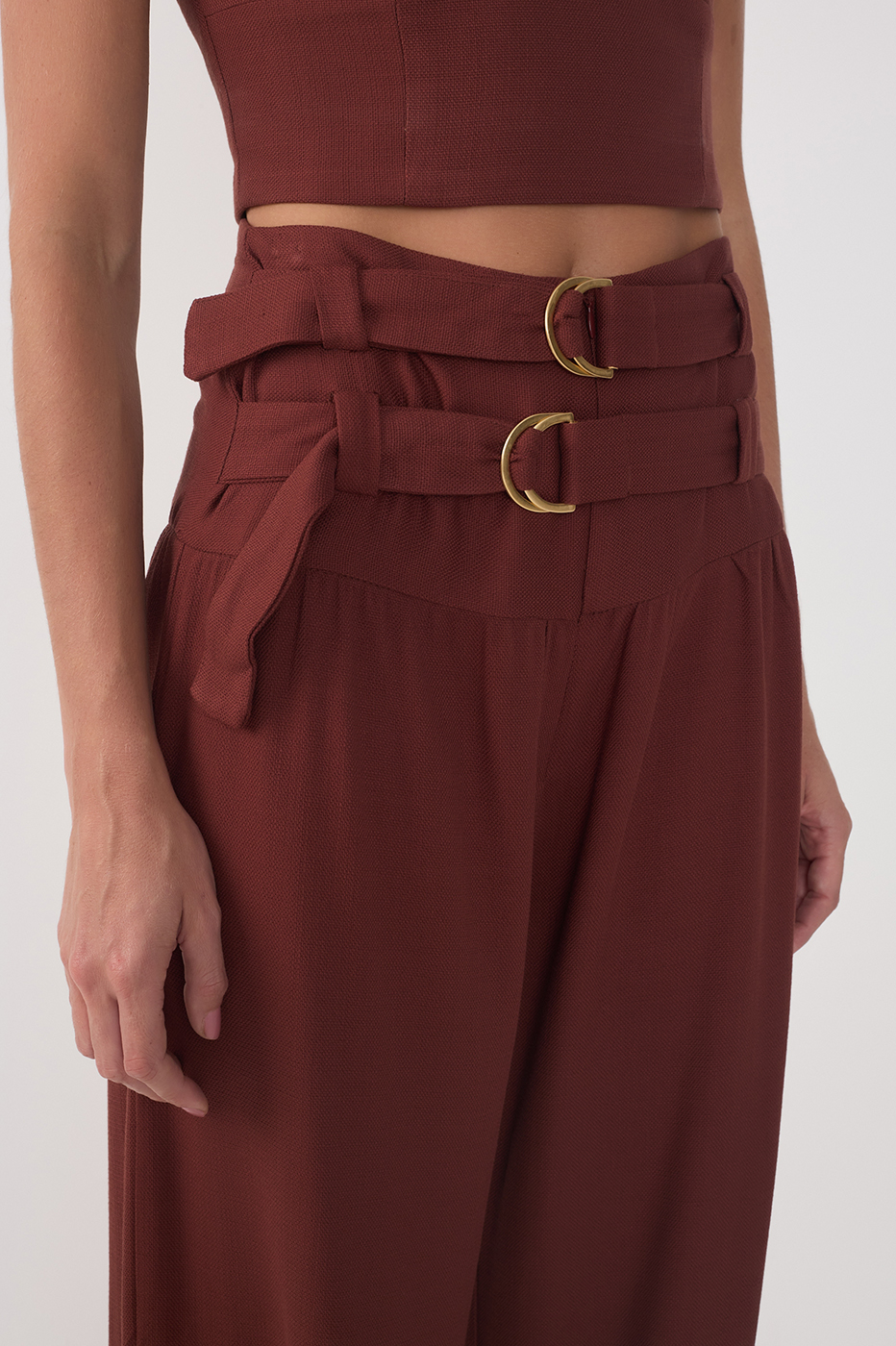 Wide Yoke Buckles Pants