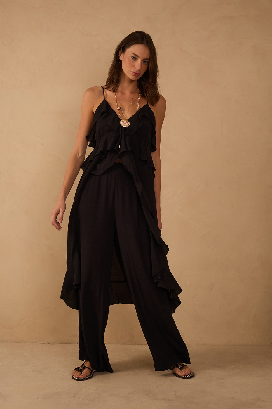 Crepe Wide-Leg Pants