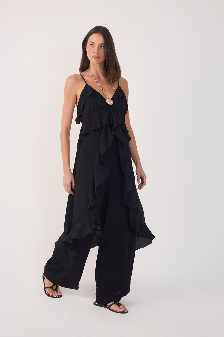Crepe Wide-Leg Pants