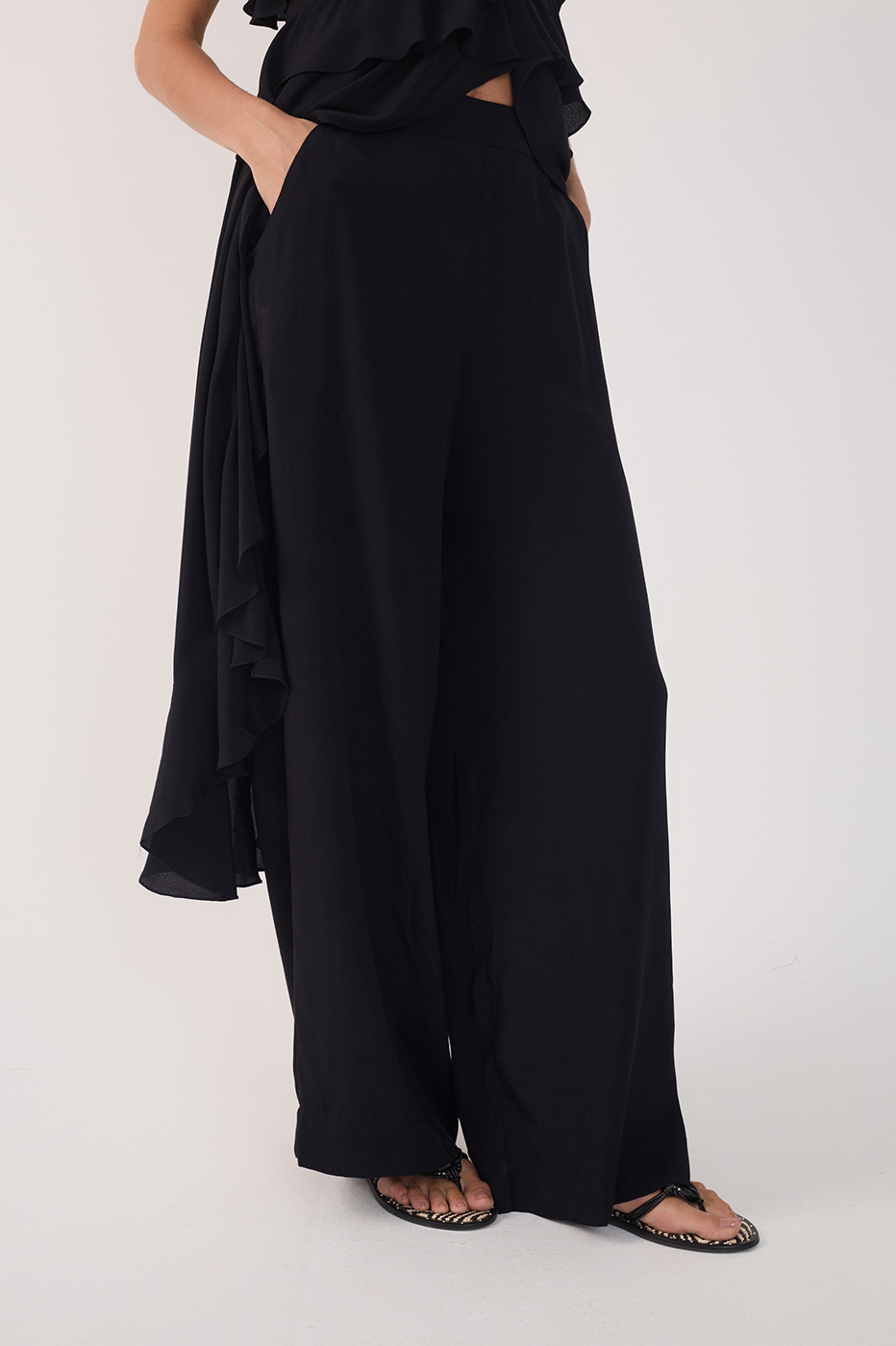 Crepe Wide-Leg Pants