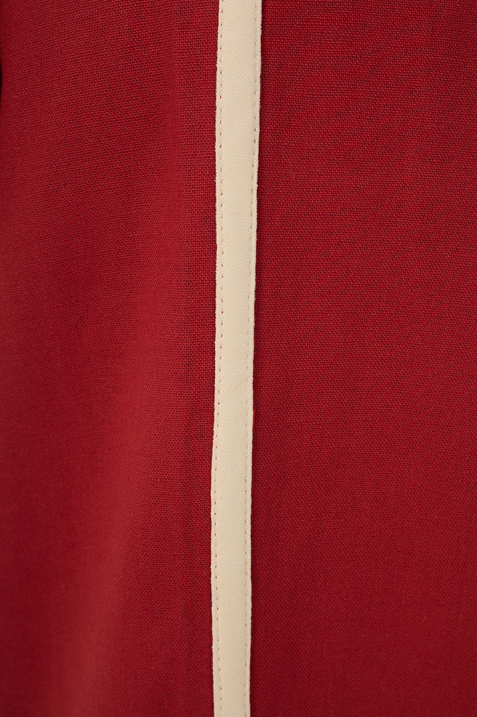 Red Rope Belt Pockets Pleats Linen Pants