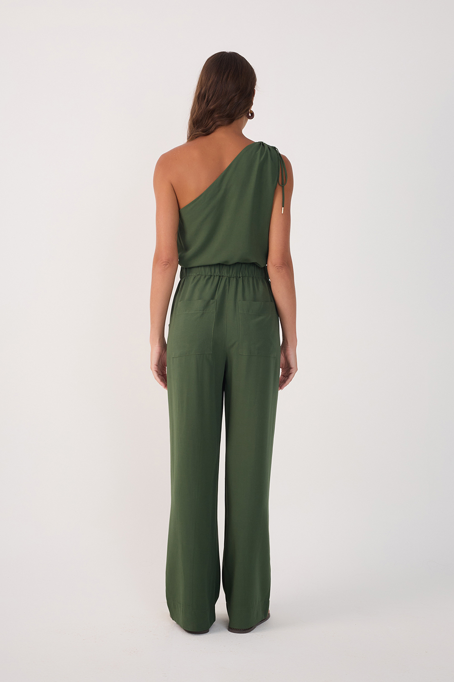 Green Pomar Asymmetric Pockets Pants