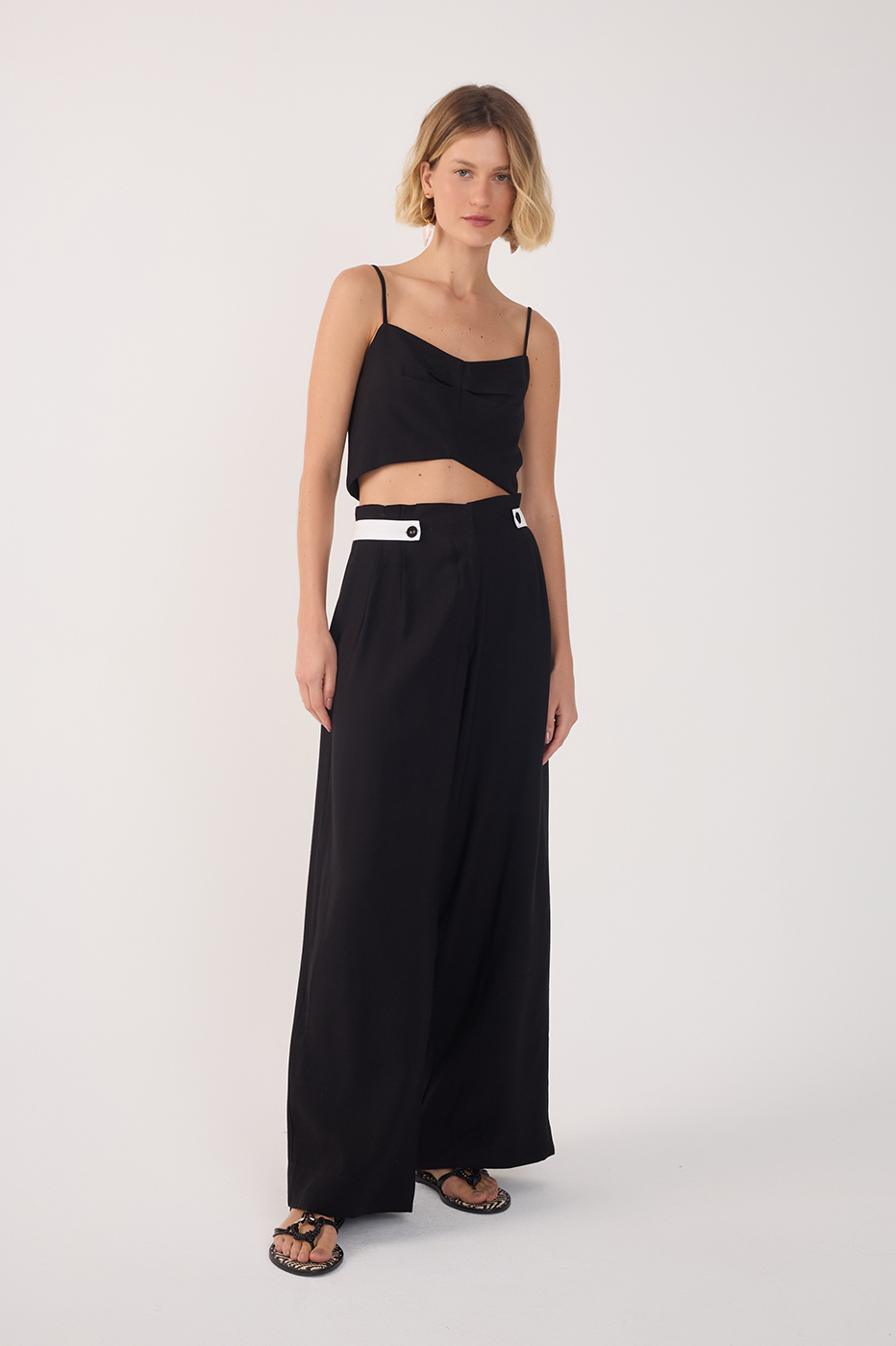 Cotton Cut-Out Waistband Pants