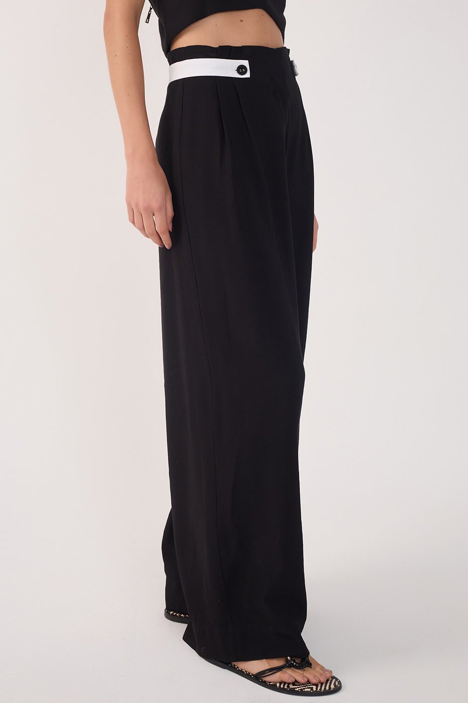 Cotton Cut-Out Waistband Pants
