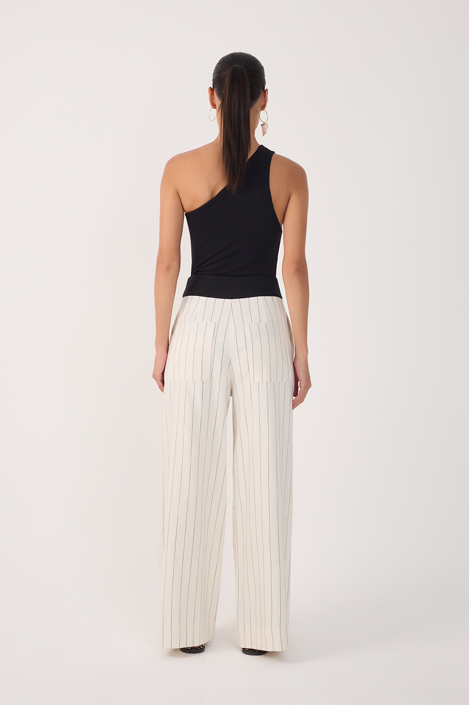 Off-White Stripes Belted Wide-Leg Pants