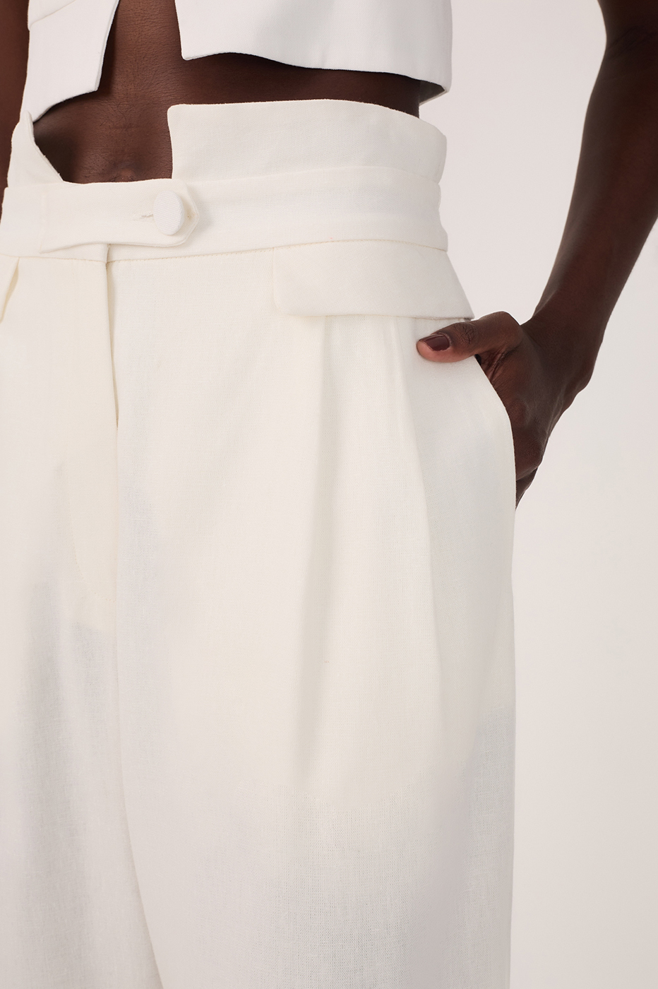 Linen Yoke Waistband Pants