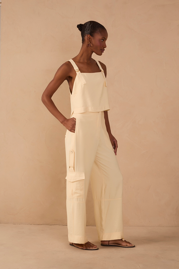Beige Utility Pocket Pants