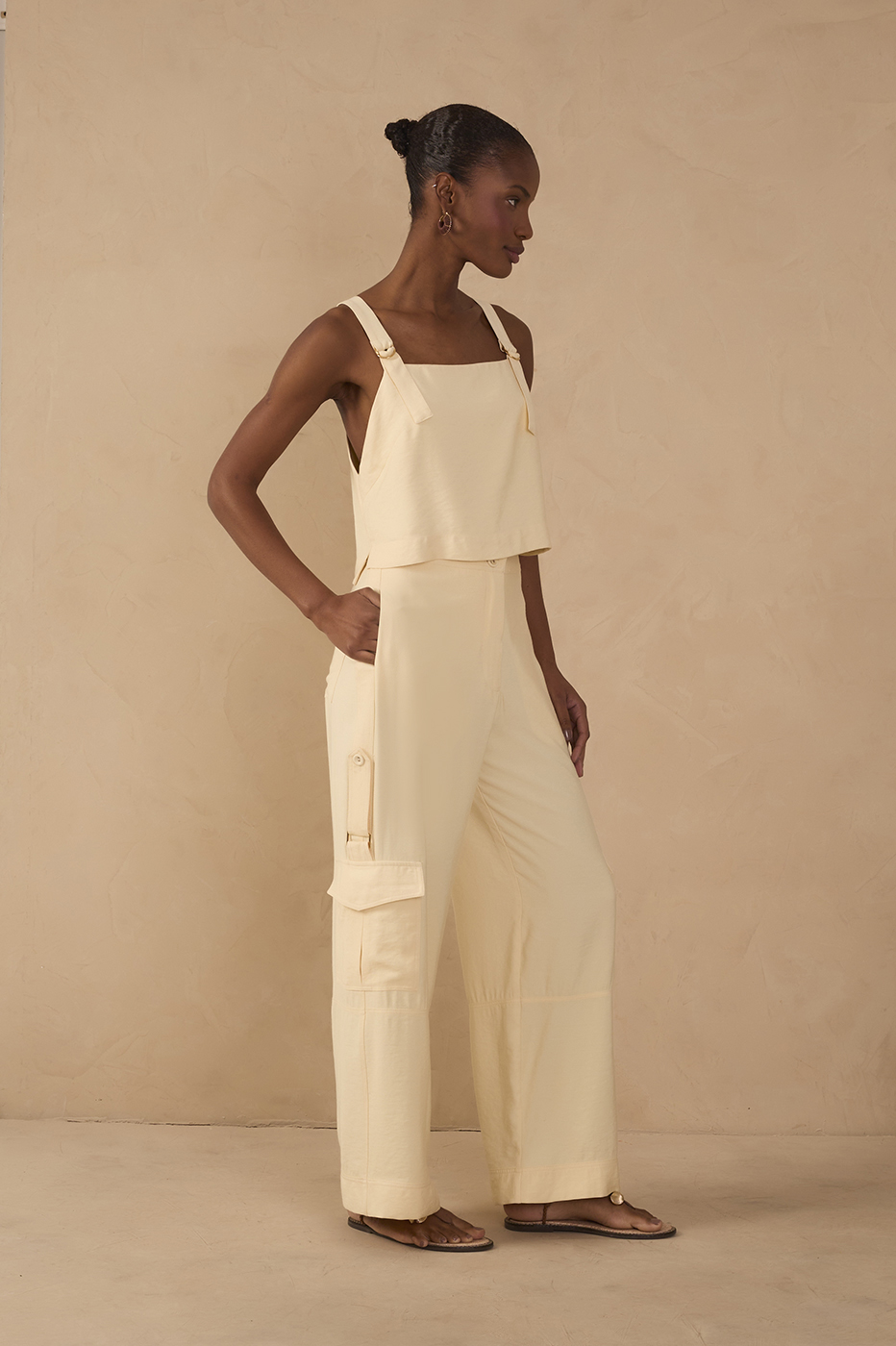 Beige Utility Pocket Pants