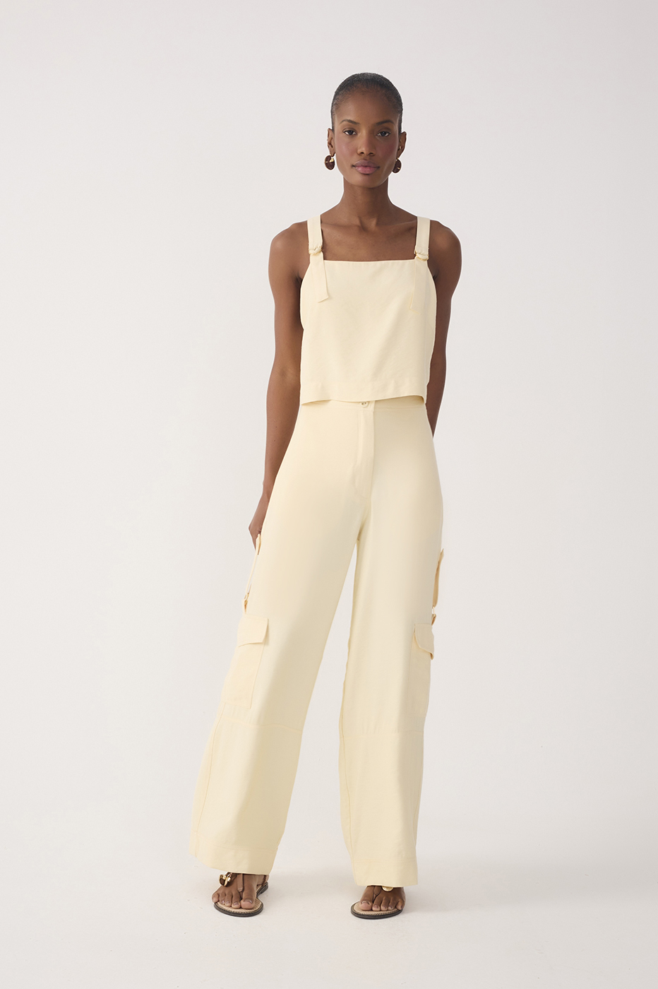 Beige Utility Pocket Pants