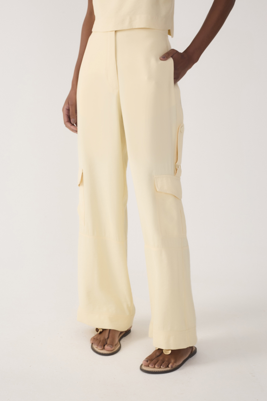 Beige Utility Pocket Pants