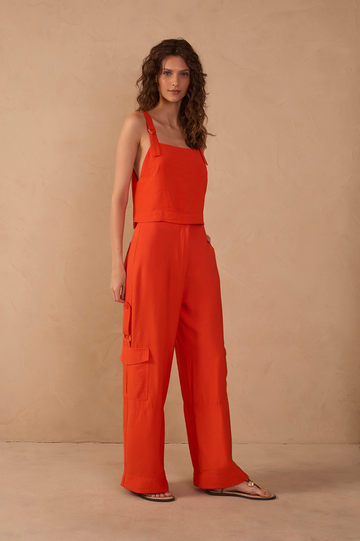 Red Utility Pocket Pants