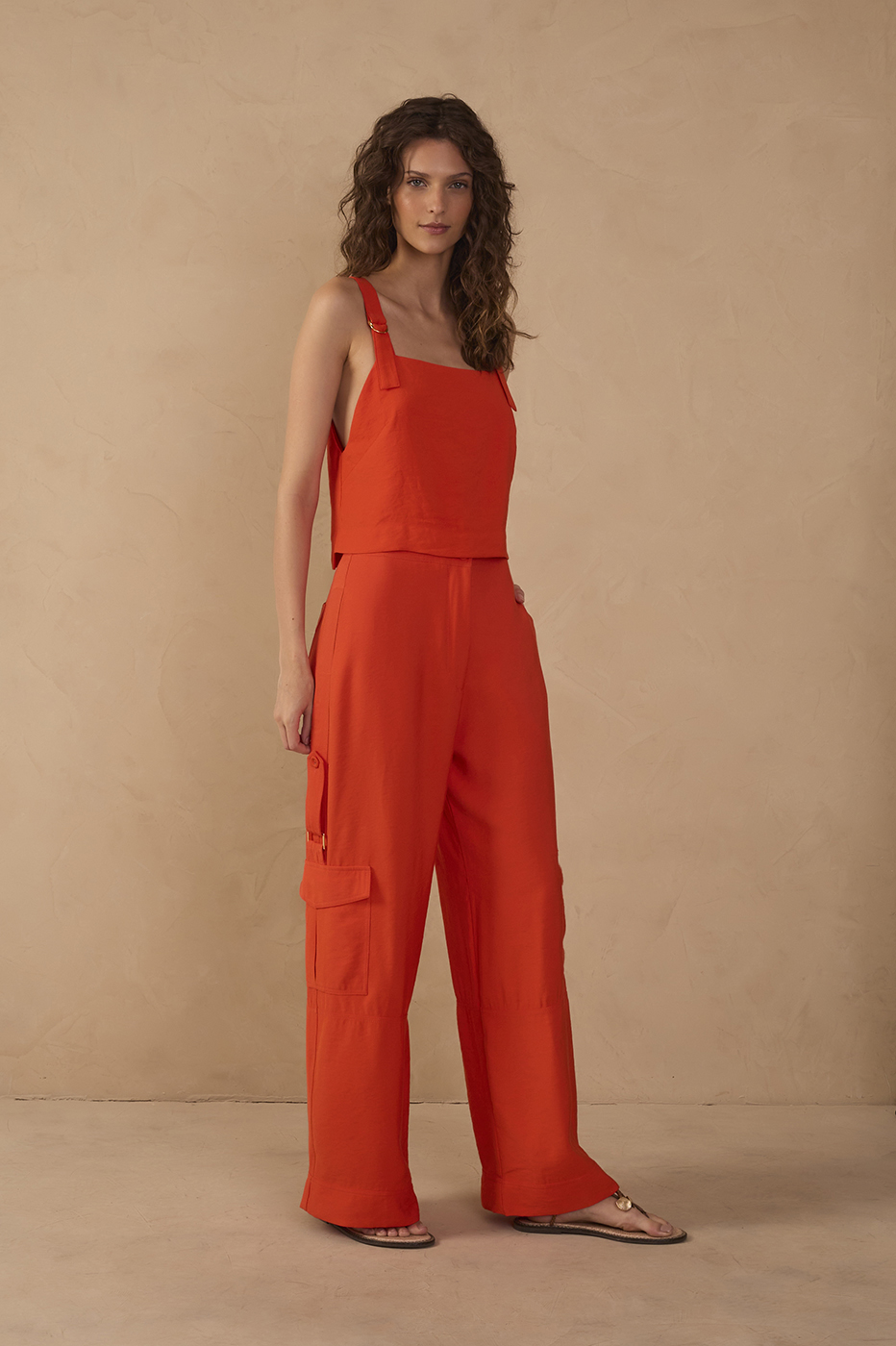 Red Utility Pocket Pants