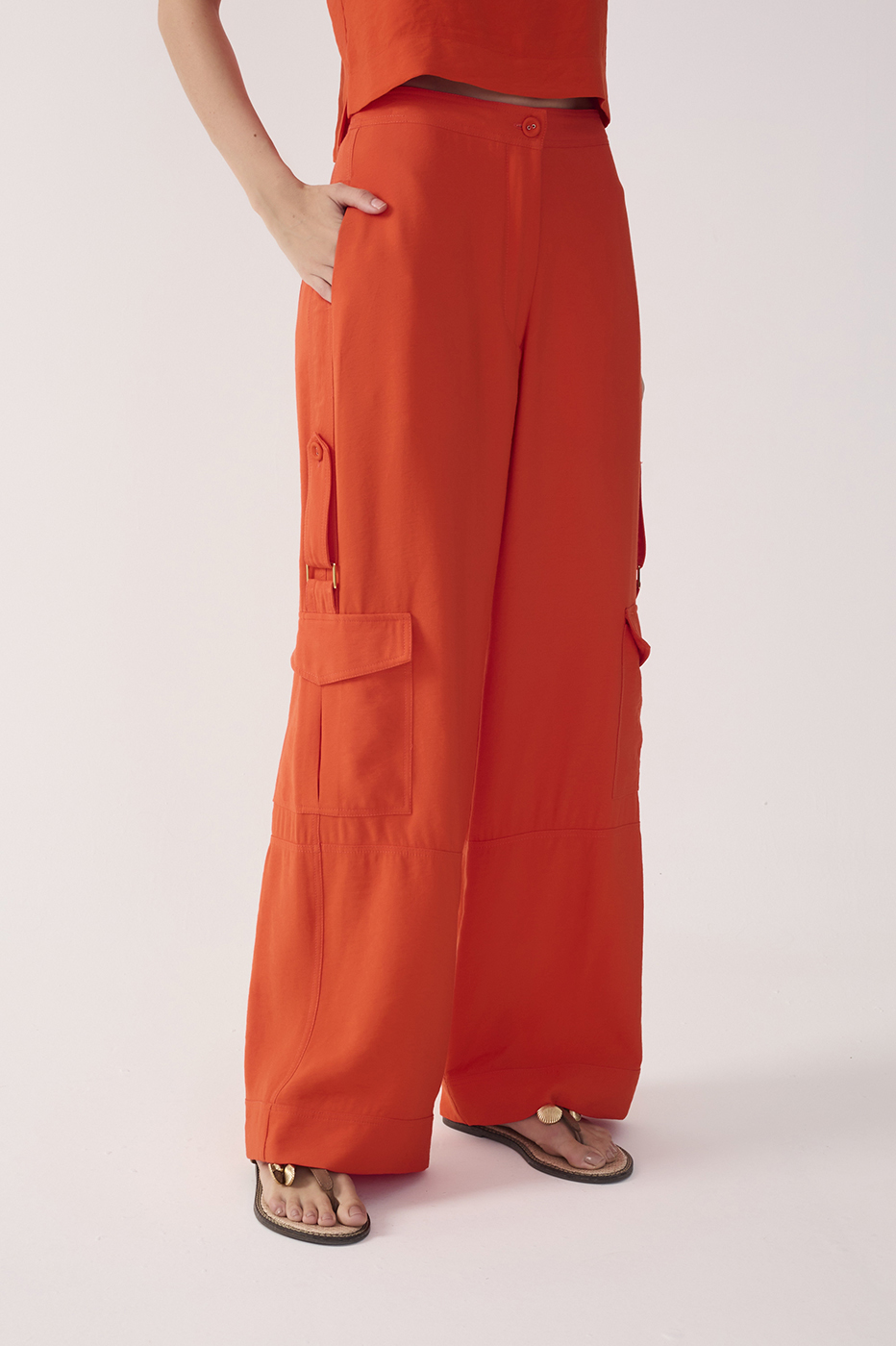 Red Utility Pocket Pants