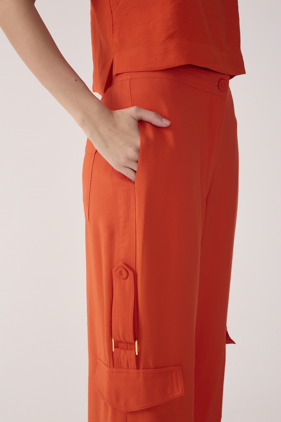 Red Utility Pocket Pants