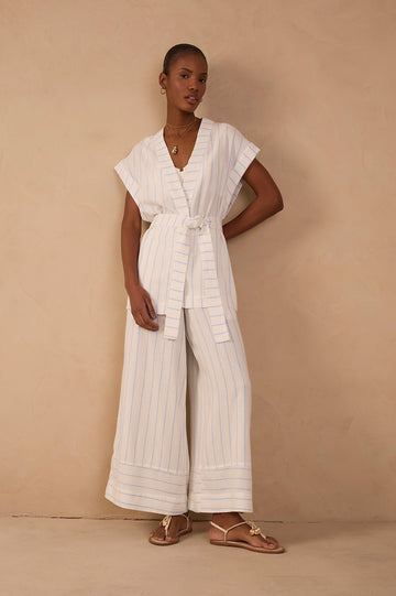 Off-White Stripes Wide-Leg Linen Pants