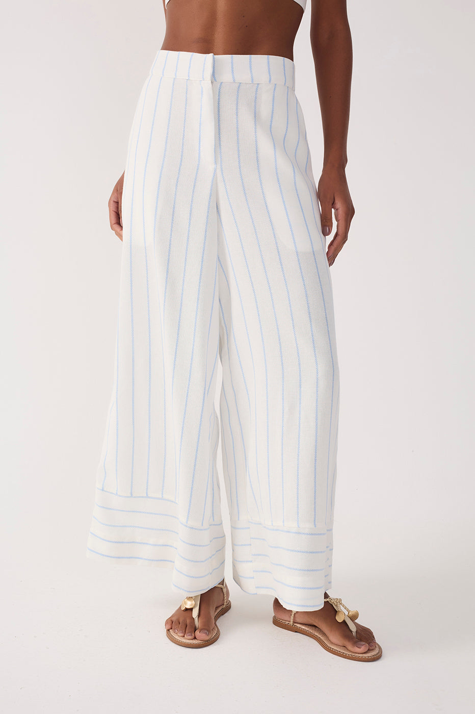 Off-White Stripes Wide-Leg Linen Pants