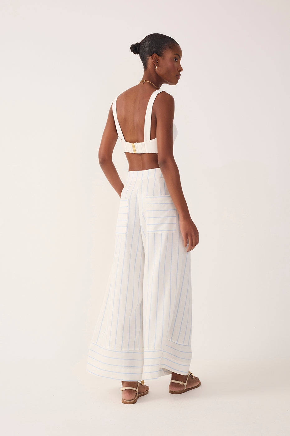 Off-White Stripes Wide-Leg Linen Pants