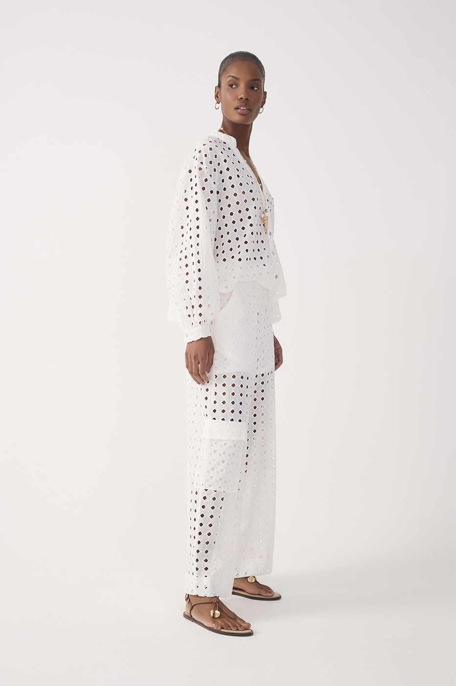 Off-White Lace Lined Cargo Pockets Pants