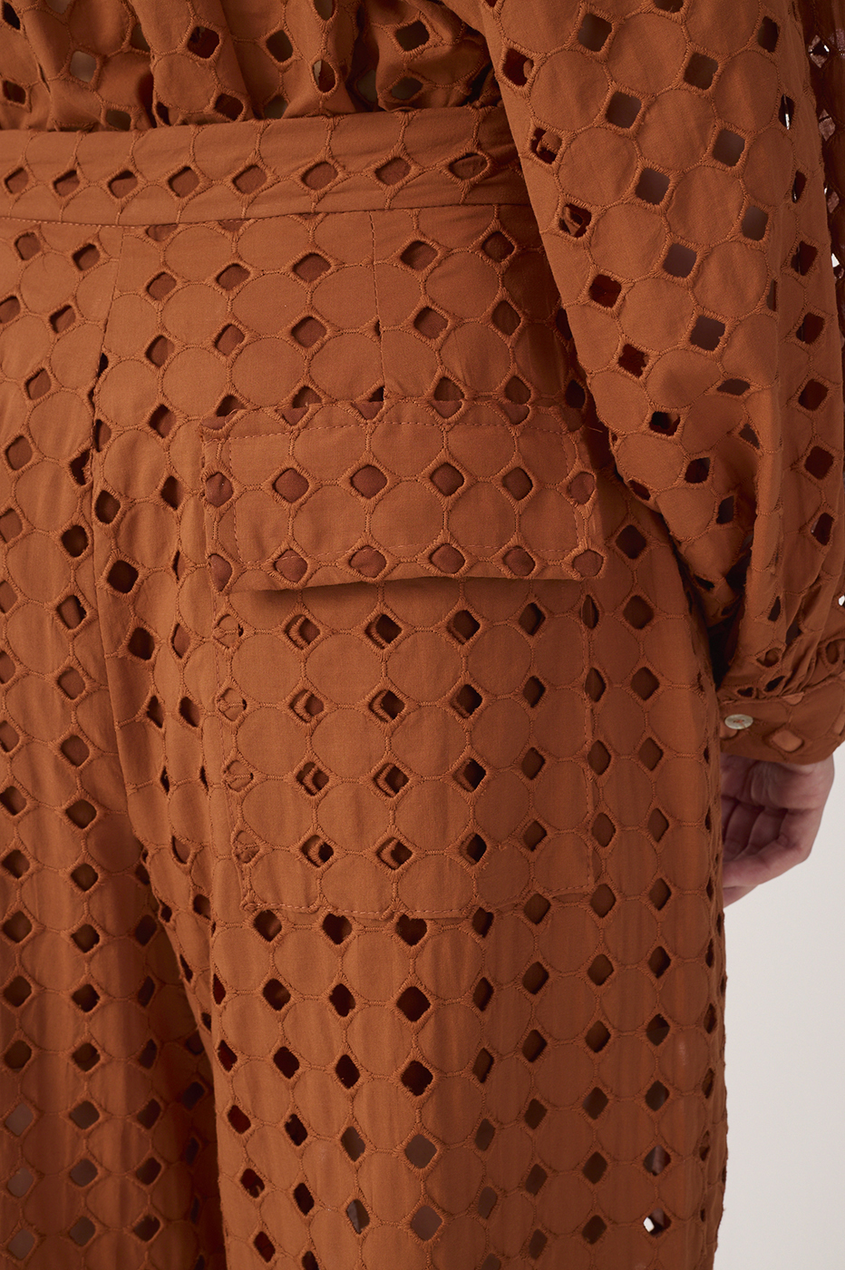 Brown Lace Lined Cargo Pockets Pants