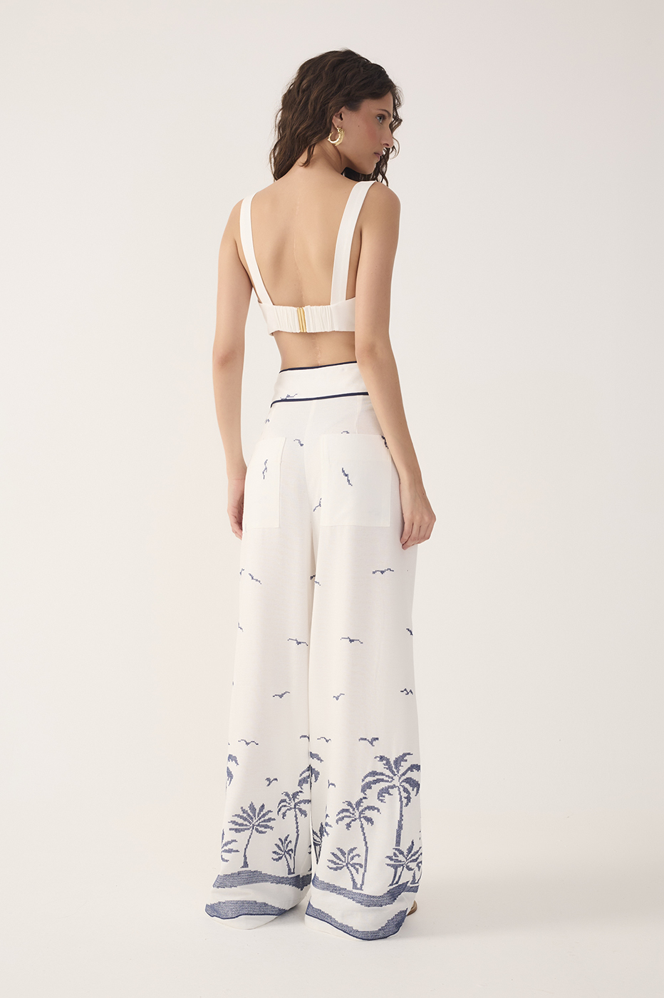 Off-White Embroidered Linen Pants