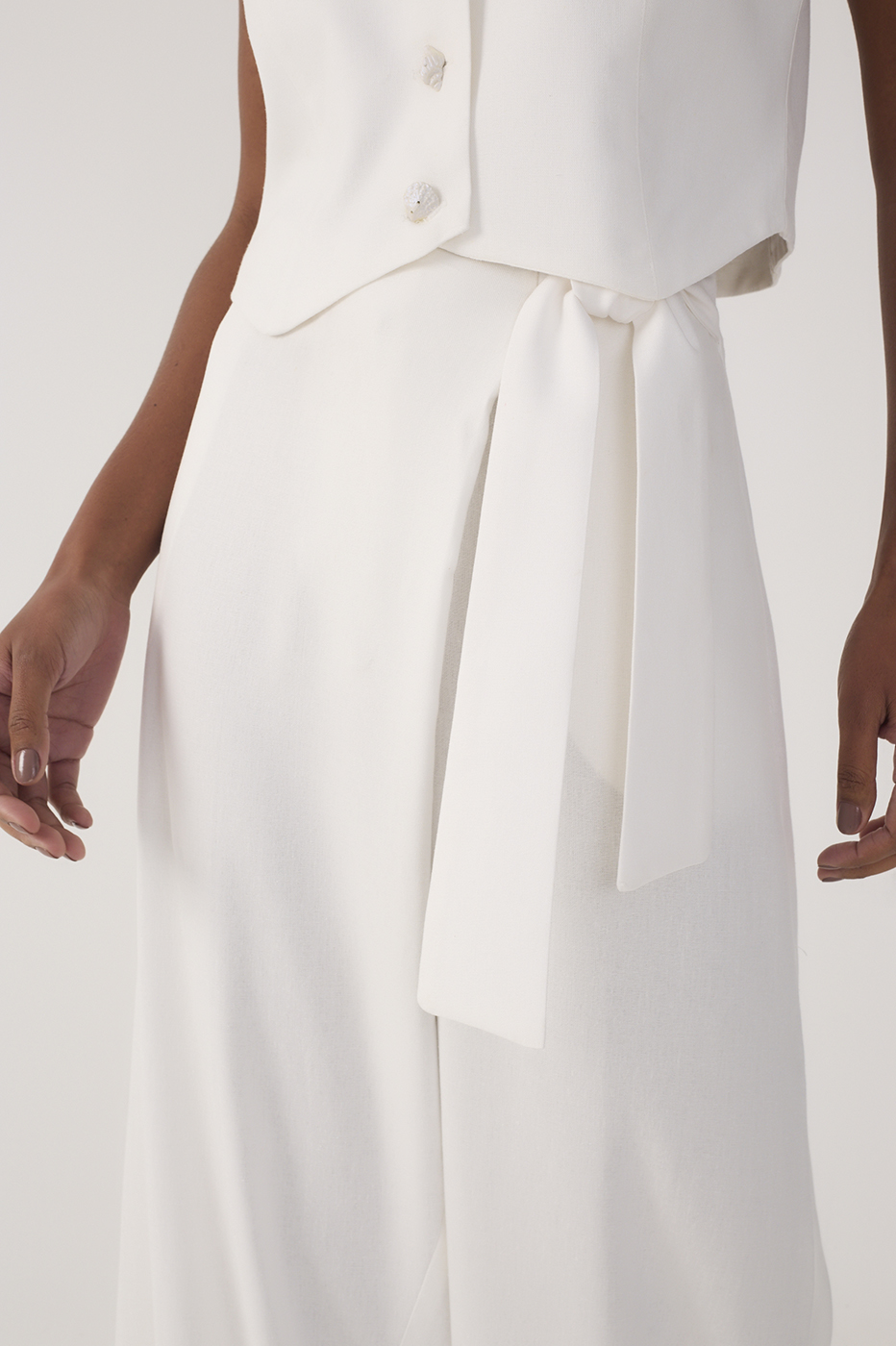 Off-White Wrap Wide-Leg Linen Pants