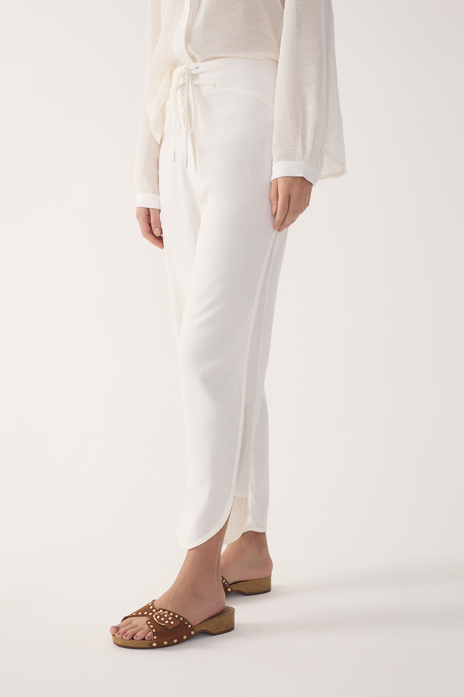 Off-White Drawstring Mesh Linen Pants