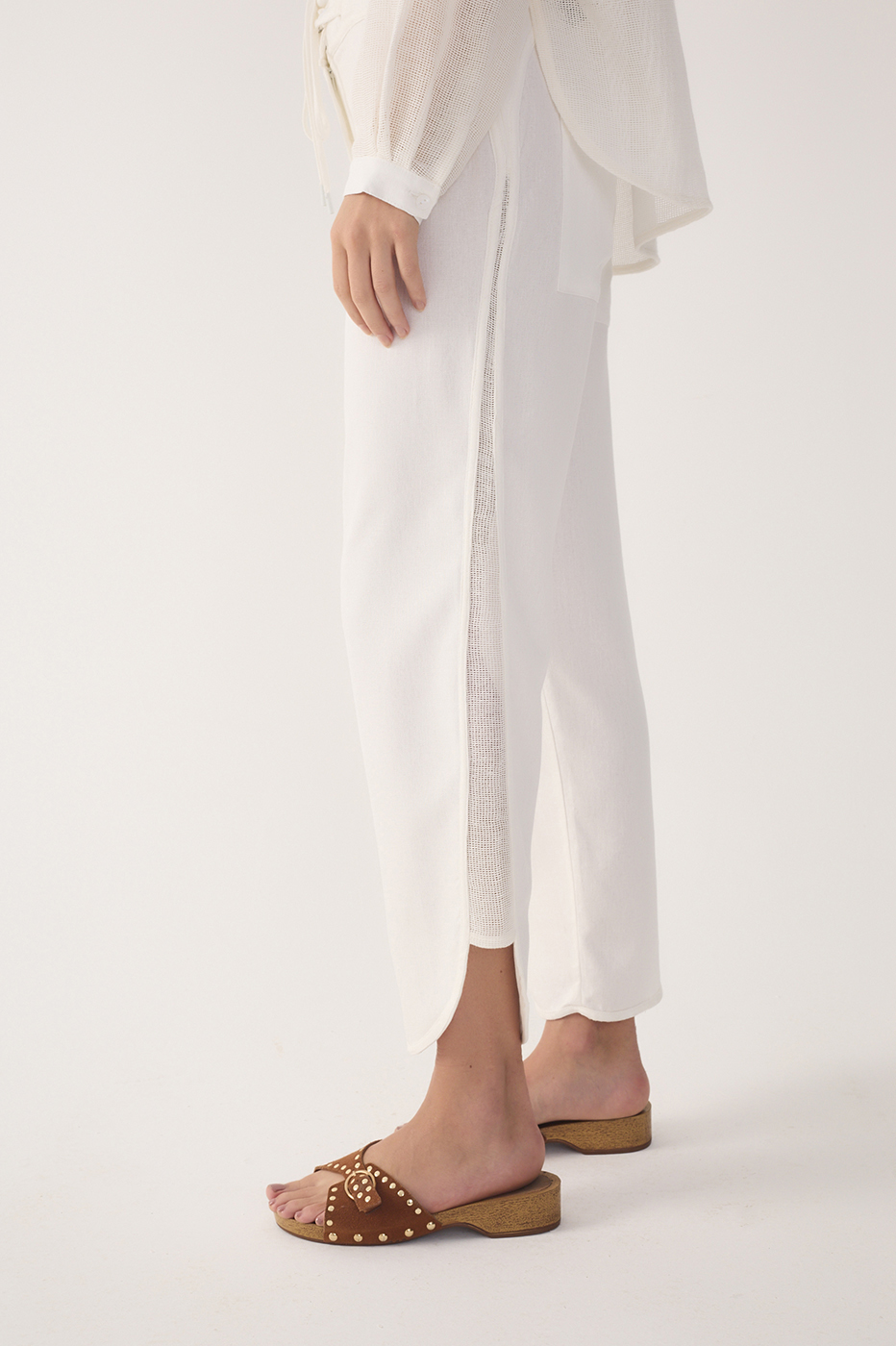 Off-White Drawstring Mesh Linen Pants