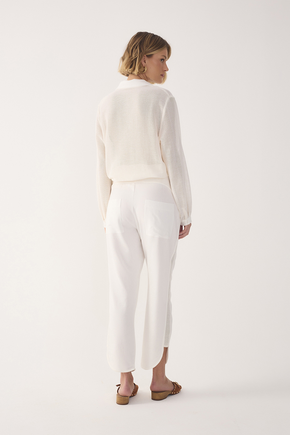 Off-White Drawstring Mesh Linen Pants