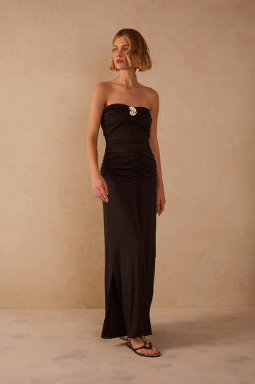 Black Ruched Jersey Pants