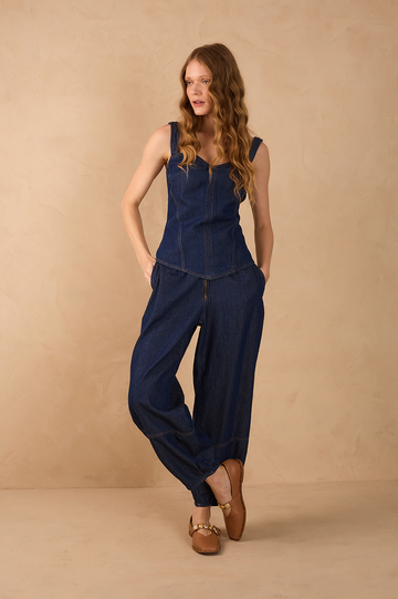 Denim Barrel Pants