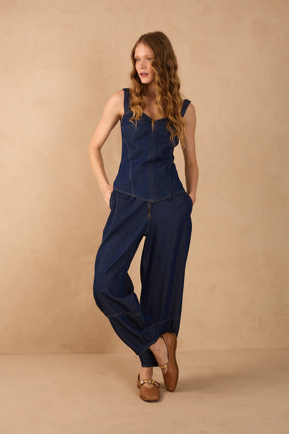 Denim Barrel Pants