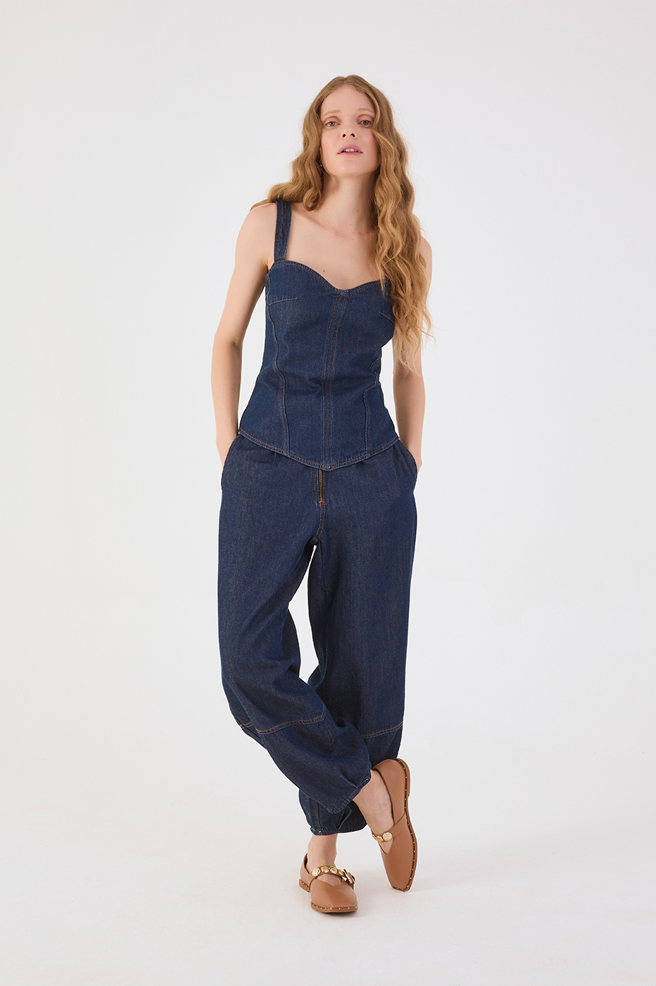 Denim Barrel Pants