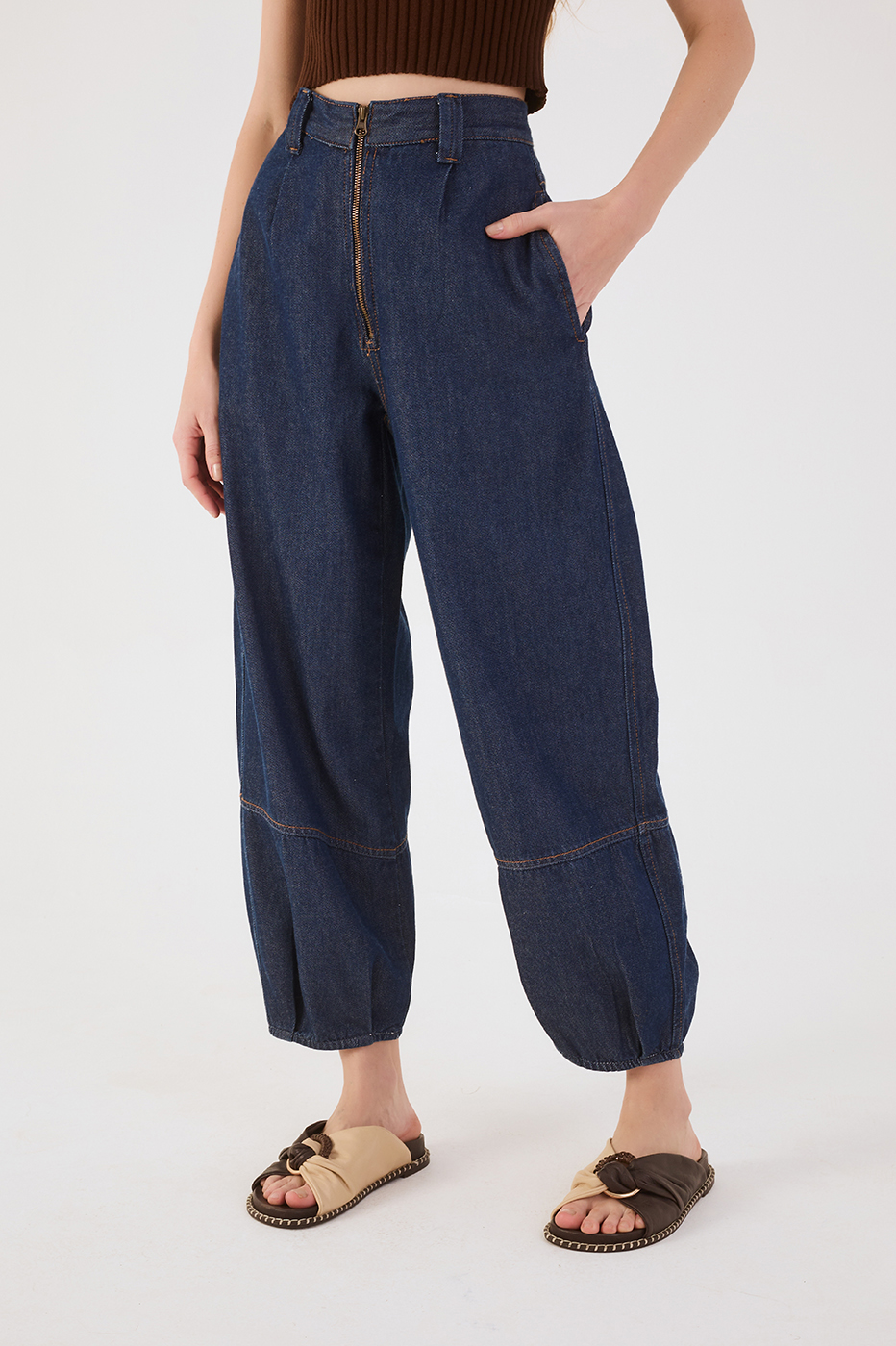 Denim Barrel Pants