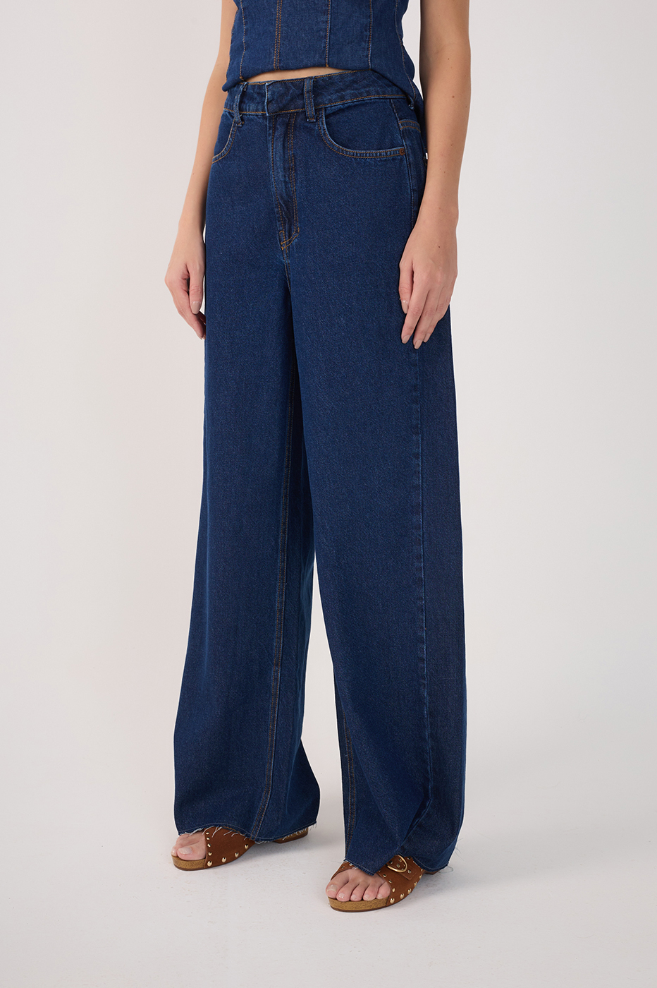 Denim Pockets Straight Pants