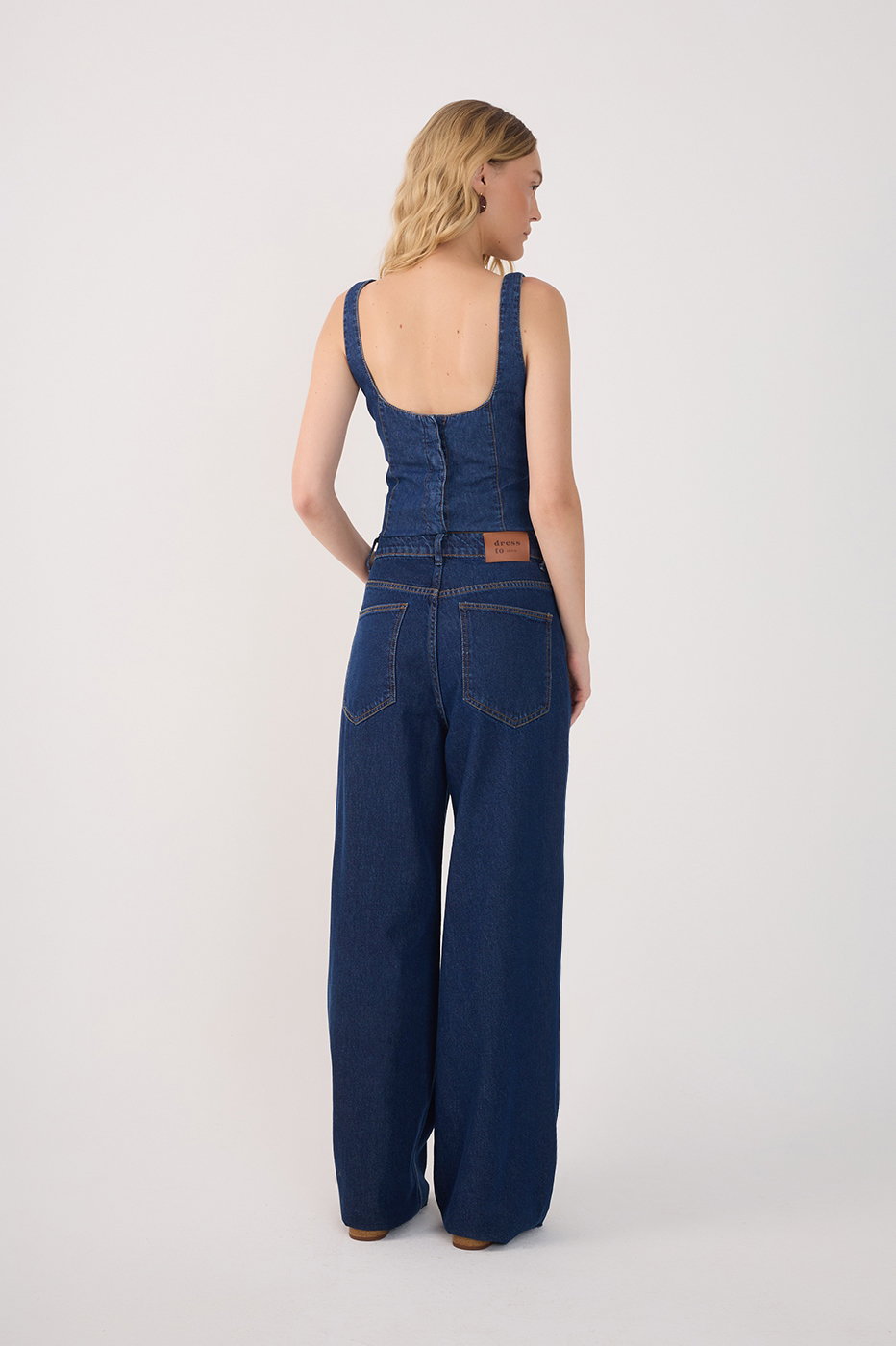 Denim Pockets Straight Pants
