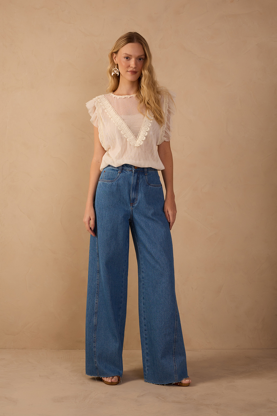 Denim Offset Stitching Pants
