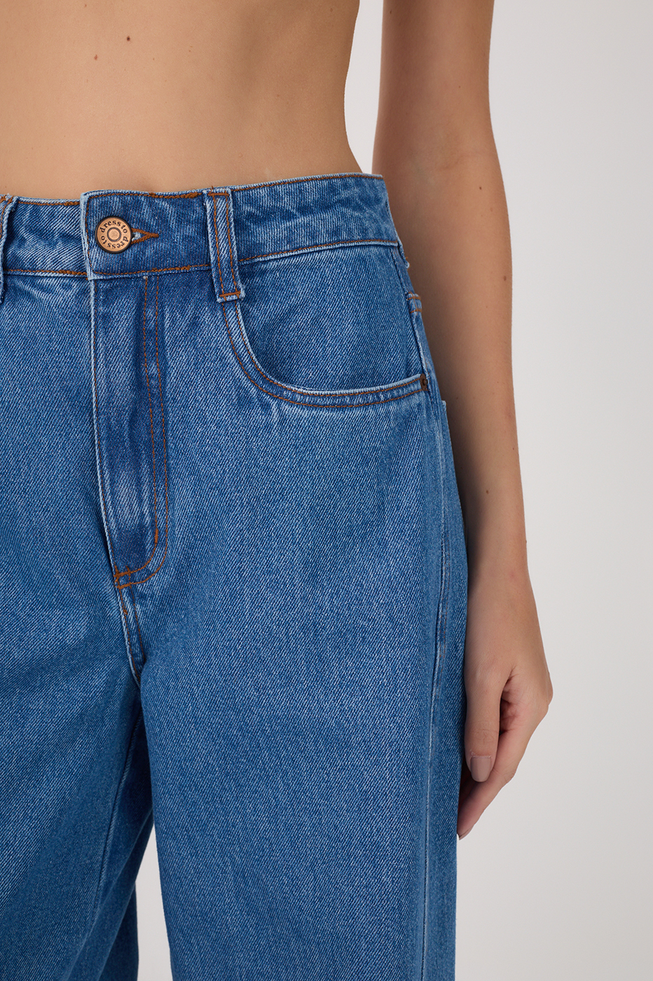 Denim Offset Stitching Pants