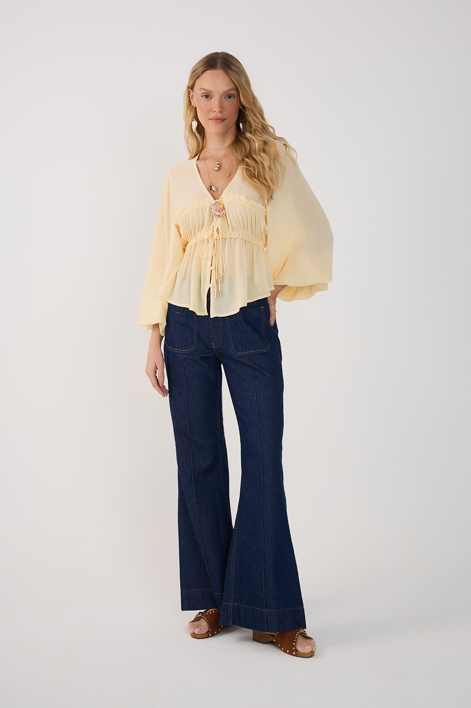 Flared Denim Pocket Pants