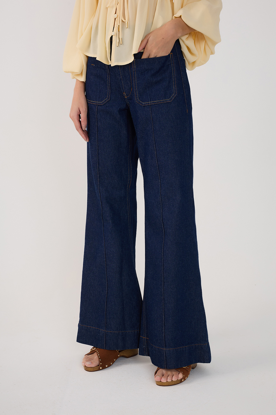 Flared Denim Pocket Pants