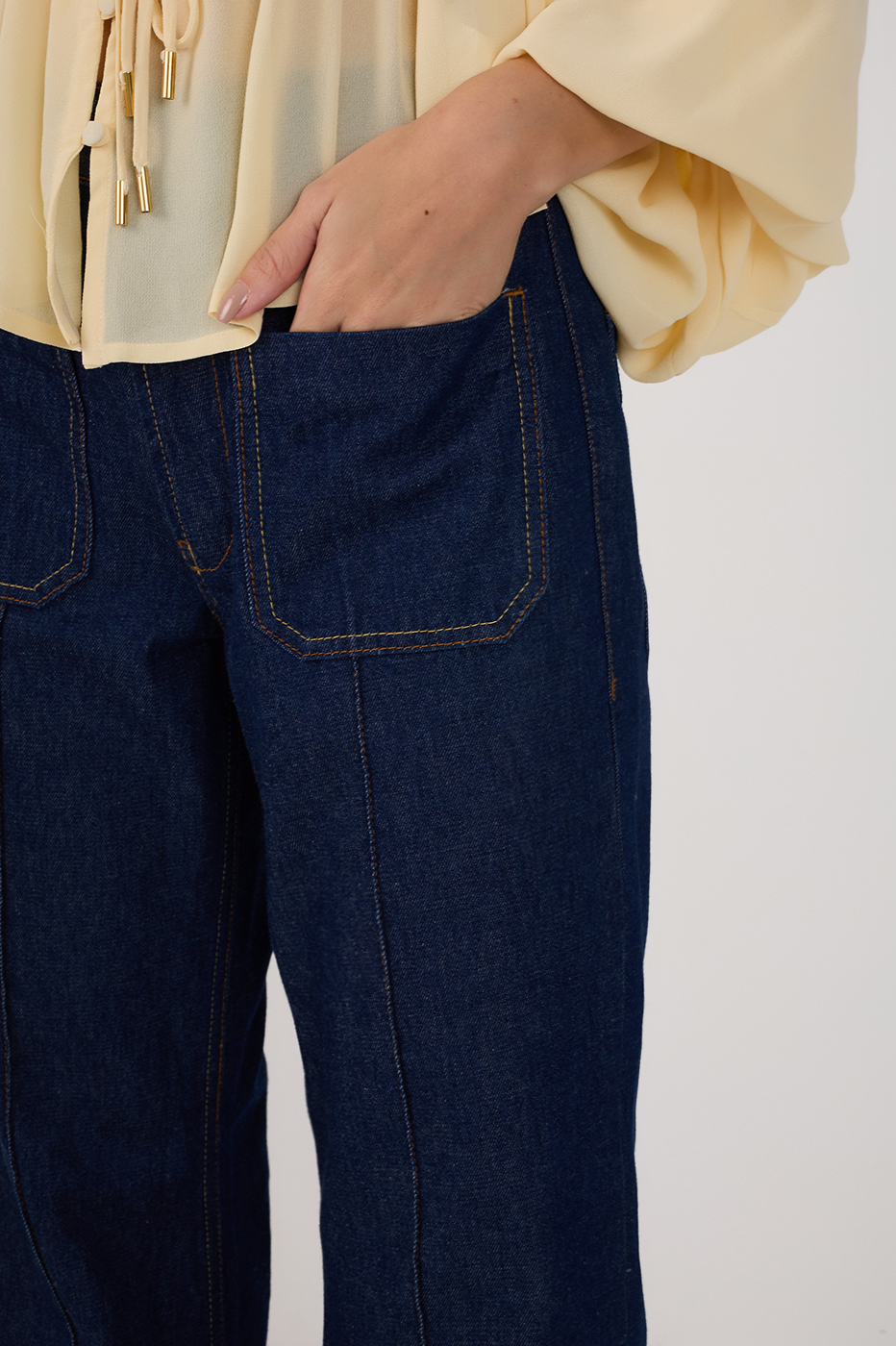 Flared Denim Pocket Pants