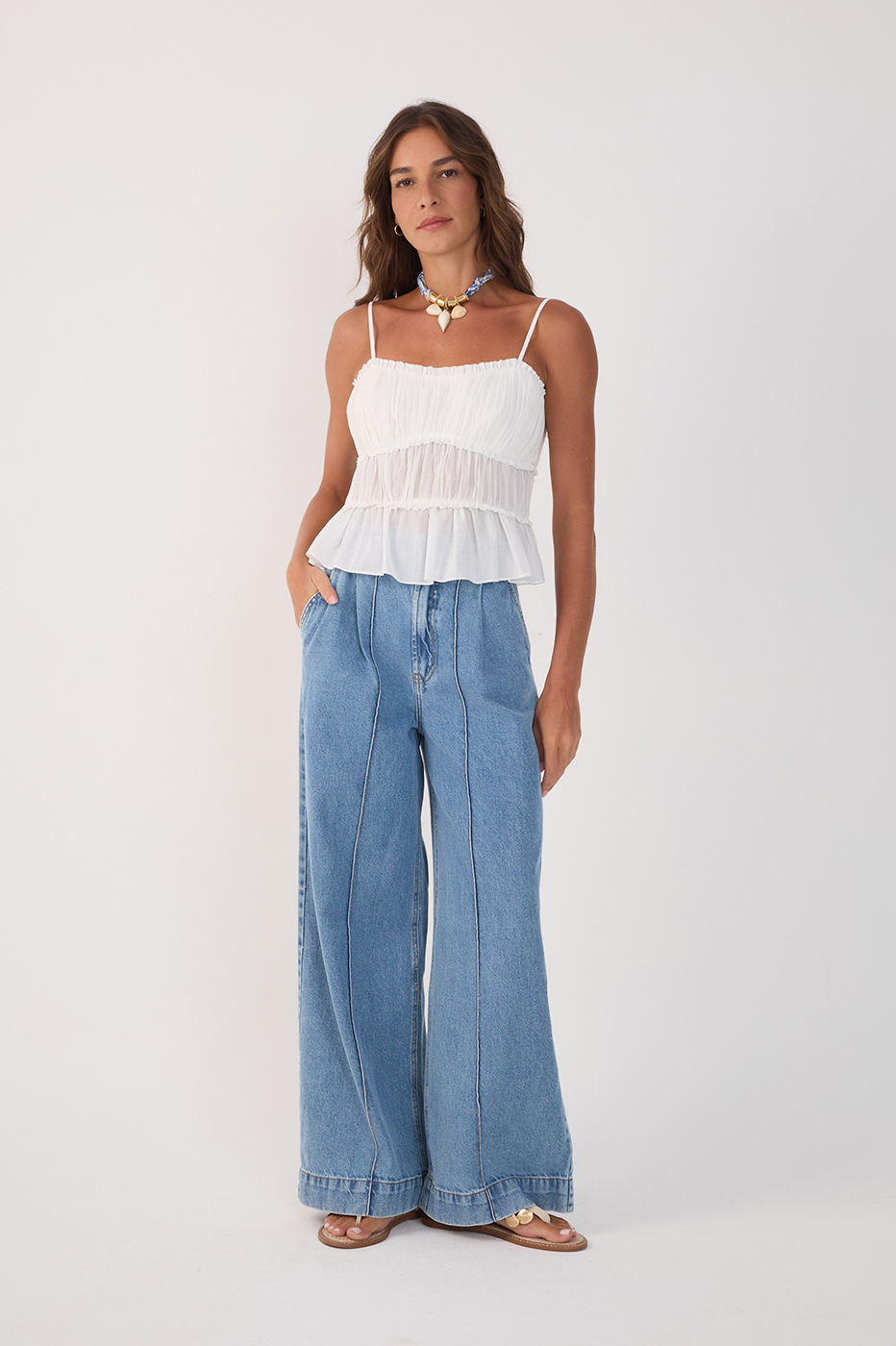 Denim Pockets Tailored Pants