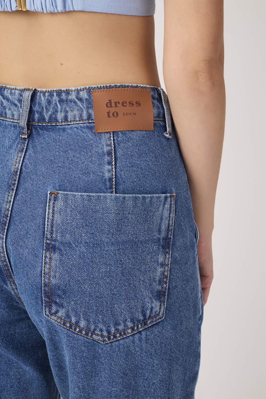 Denim Belt Loops Pockets Flare Pants