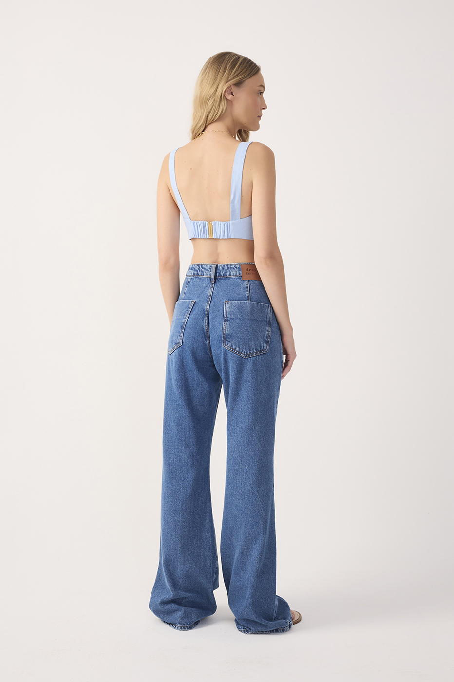 Denim Belt Loops Pockets Flare Pants