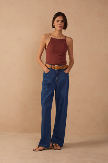 Straight-Leg Slit Jeans