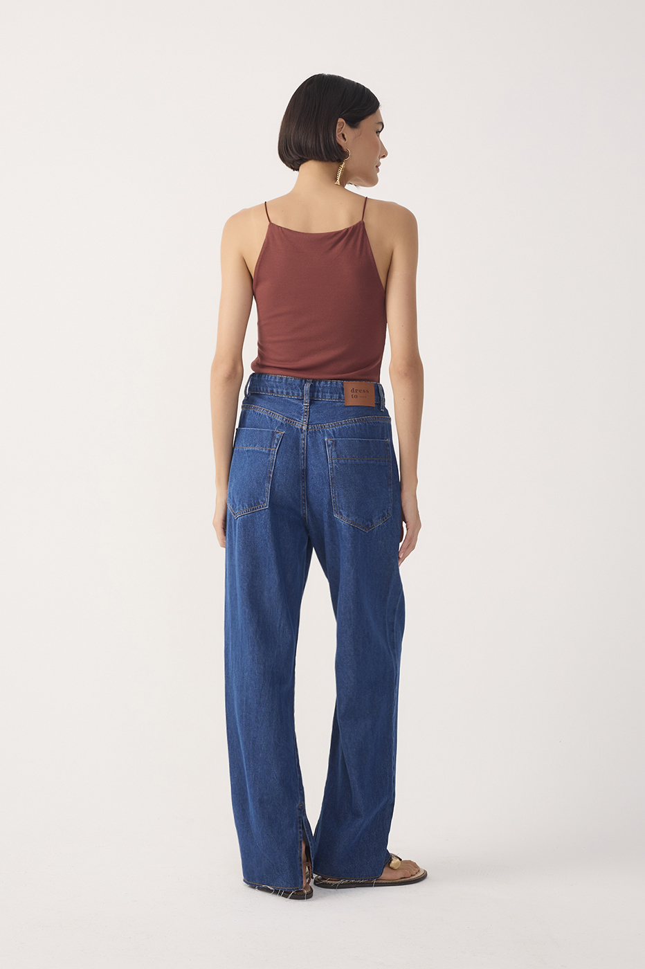 Straight-Leg Slit Jeans