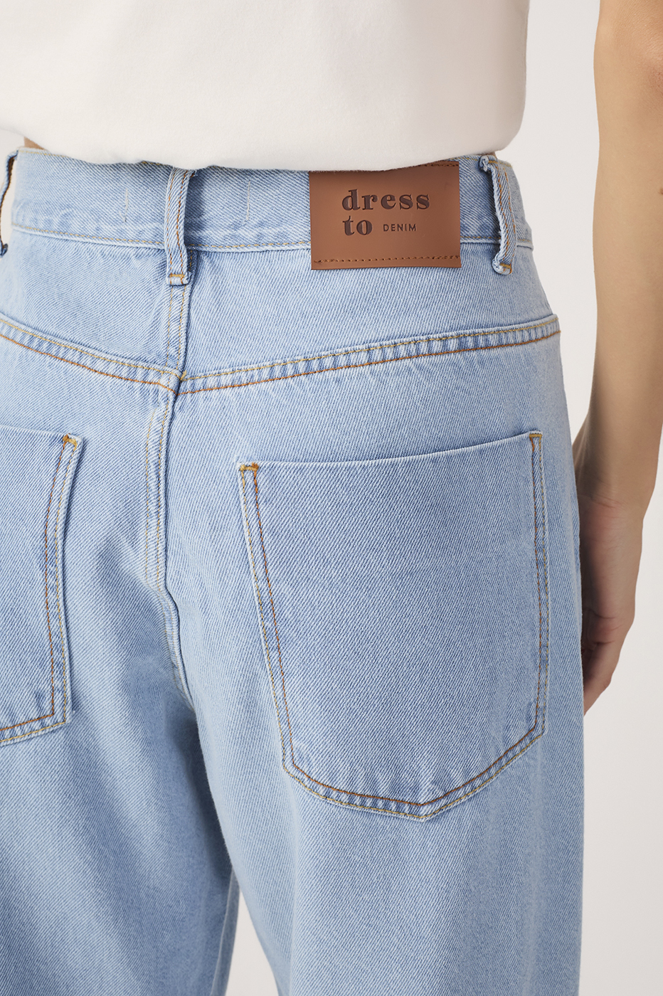 Light Denim Belt Loops Pockets Flare Pants