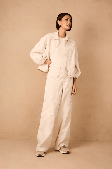 Off-White Linen Twill Cargo Pants