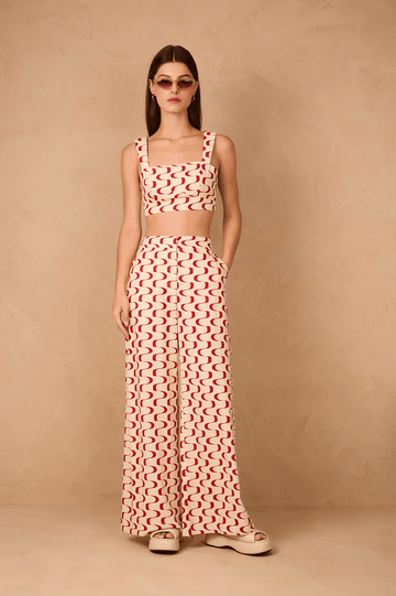 Red Copanema Side Pockets Pants
