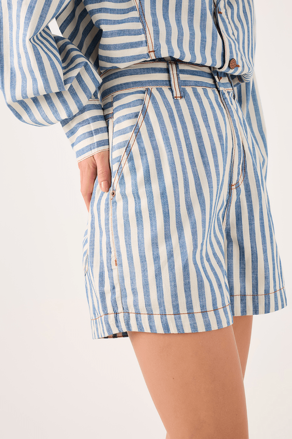 Denim Stripe Twill Shorts